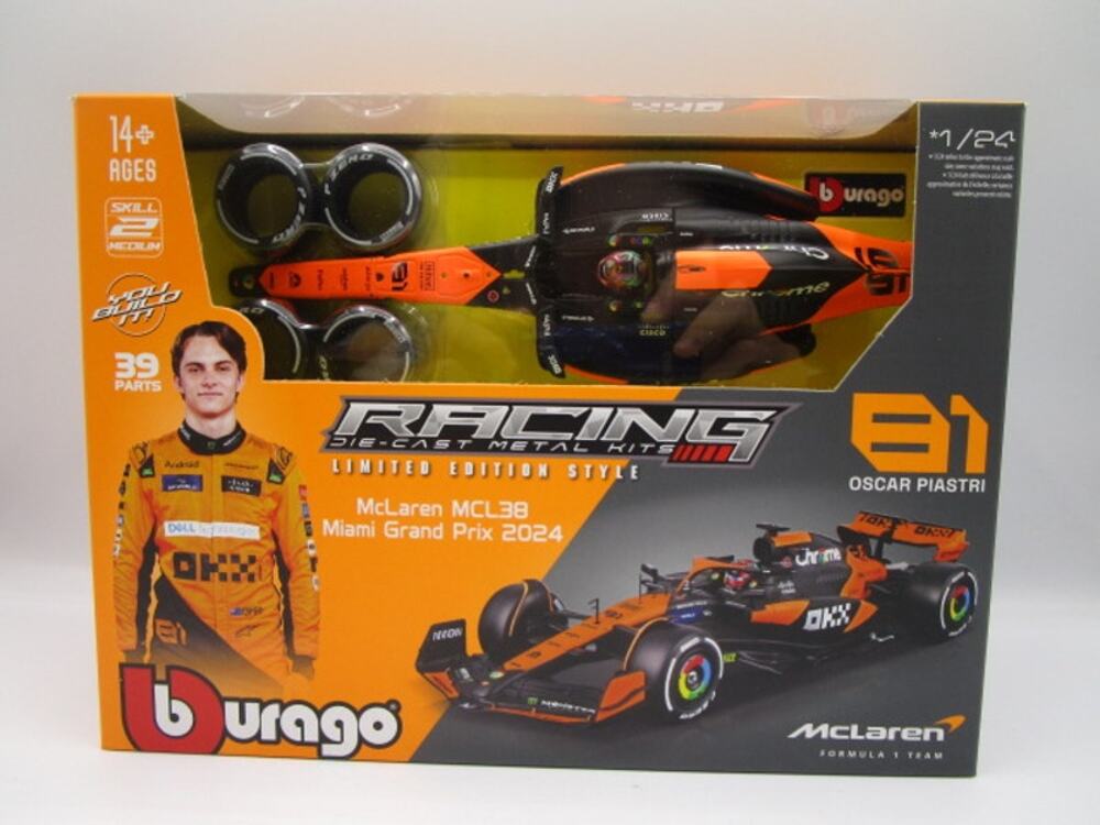 2026 Bburago Racing McClaren F1 #81 Oscar Piastri 1:24 Die-Cast Metal Kits